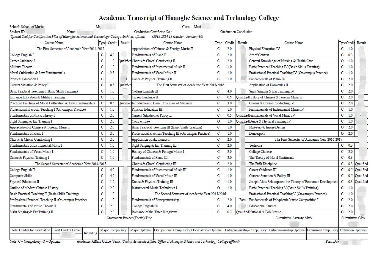 出国留学成绩单翻译图片
