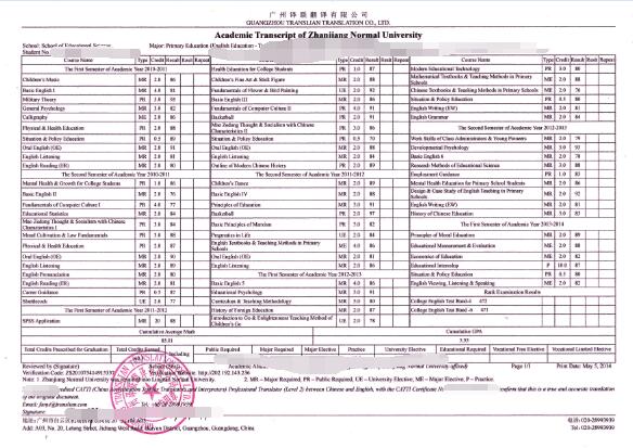 成绩单翻译图片 成绩单翻译图片